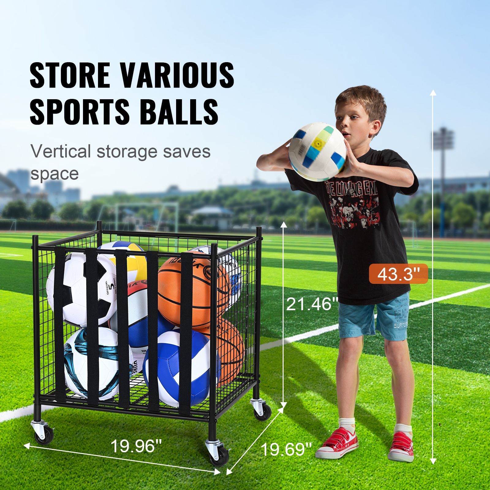 롤링 스포츠 공 보관 카트, 탄성 스트랩이 있는 잠금식 - Sports Equipment Basketball 리뷰 및 가격
